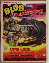 b124 BLOB Belgian movie poster '58 early Steve McQueen sci-fi!