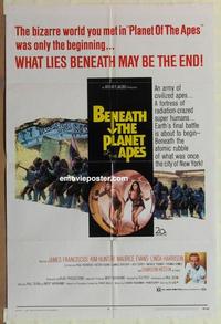 b537 BENEATH THE PLANET OF THE APES one-sheet movie poster '70 sci-fi!