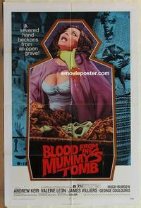 b545 BLOOD FROM THE MUMMY'S TOMB one-sheet movie poster '72 severed hand!
