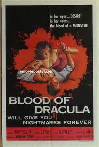 b546 BLOOD OF DRACULA one-sheet movie poster '57 Harrison, Lewis