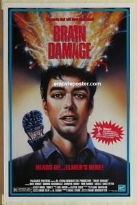 h675 BRAIN DAMAGE one-sheet movie poster '88 it's a headache from Hell!