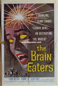 b551 BRAIN EATERS one-sheet movie poster '58 Roger Corman, AIP horror!