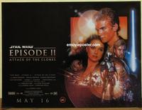 b054 ATTACK OF THE CLONES advance DS British quad movie poster '02 Star Wars!