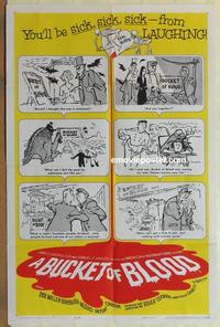 b561 BUCKET OF BLOOD one-sheet movie poster '59 Roger Corman, AIP