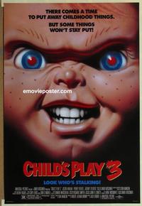 h692 CHILD'S PLAY 3 DS one-sheet movie poster '91 killer doll, Chucky!