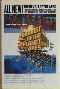 b588 CONQUEST OF THE PLANET OF THE APES int'l B one-sheet movie poster '72