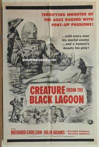 b597 CREATURE FROM THE BLACK LAGOON military 1sh R50s cool art of monster & sexy Julie Adams