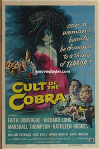 b606 CULT OF THE COBRA one-sheet movie poster '55 Faith Domergue & snake!