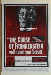 b607 CURSE OF FRANKENSTEIN one-sheet movie poster '57 Peter Cushing