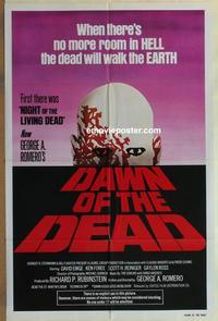 b614 DAWN OF THE DEAD red letters one-sheet movie poster '79 George Romero