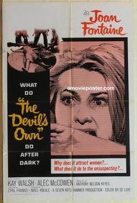 b633 DEVIL'S OWN one-sheet movie poster '67 Hammer, Joan Fontaine