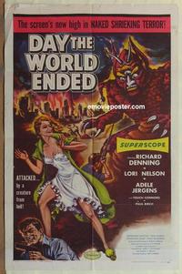 b618 DAY THE WORLD ENDED one-sheet movie poster '56 Roger Corman