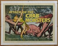 b020 ATTACK OF THE CRAB MONSTERS linen half-sheet movie poster '57 Corman