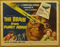 b388 BRAIN FROM PLANET AROUS half-sheet movie poster '57 Agar, Meadows