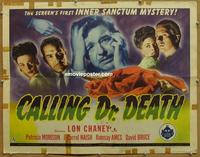 b389 CALLING DR DEATH half-sheet movie poster '43 Chaney, Inner Sanctum!