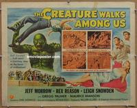b392 CREATURE WALKS AMONG US half-sheet movie poster '56 great sequel!
