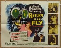 b421 RETURN OF THE FLY half-sheet movie poster '59 Vincent Price