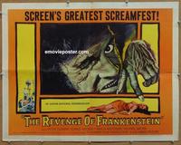 b422 REVENGE OF FRANKENSTEIN half-sheet movie poster '58 Peter Cushing