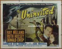 b434 UNINVITED half-sheet movie poster '44 Ray Milland, Ruth Hussey