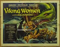 b435 VIKING WOMEN & THE SEA SERPENT half-sheet movie poster '58 cool!