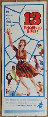 b437 13 FRIGHTENED GIRLS insert movie poster '63 William Castle