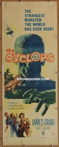 b441 CYCLOPS insert movie poster '57 Bert I. Gordon, Lon Chaney Jr.