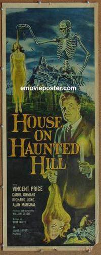 b445 HOUSE ON HAUNTED HILL insert movie poster '59 great image!