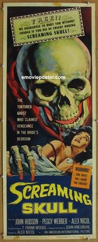 b462 SCREAMING SKULL insert movie poster '58 great horror image!