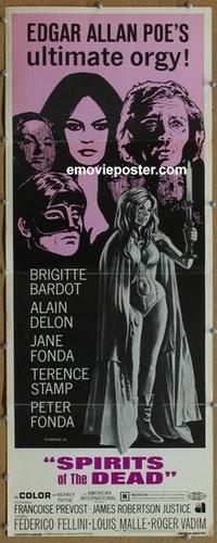 b463 SPIRITS OF THE DEAD insert movie poster '69 Fellini, Bardot