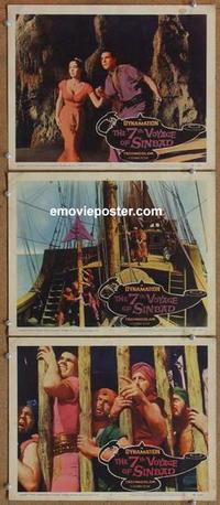 h597 7TH VOYAGE OF SINBAD 3 movie lobby cards '58 Ray Harryhausen