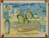 h187 ABBOTT & COSTELLO MEET THE MUMMY movie title lobby card '55 spooky!