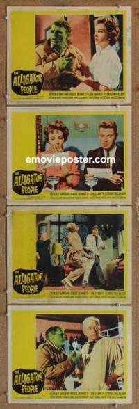 h574 ALLIGATOR PEOPLE 4 movie lobby cards '59 Beverly Garland, Chaney