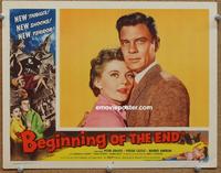 h301 BEGINNING OF THE END movie lobby card #6 '57 Peter Graves c/u!