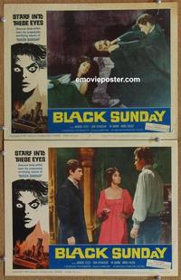 h626 BLACK SUNDAY 2 movie lobby cards '61 Mario Bava, AIP demons!