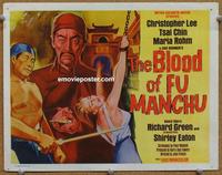 h190 BLOOD OF FU MANCHU movie title lobby card '68 Christopher Lee, Franco