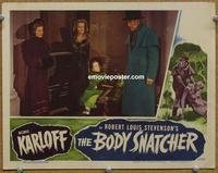 h313 BODY SNATCHER #4 movie lobby card '45 Boris Karloff in top hat!