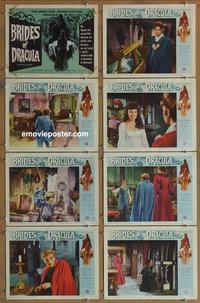 h229 BRIDES OF DRACULA 8 movie lobby cards '60 Hammer, Peter Cushing