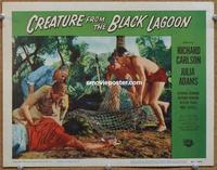 h332 CREATURE FROM THE BLACK LAGOON movie lobby card #6 '54 in net!