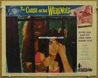 h339 CURSE OF THE WEREWOLF movie lobby card #7 '61 girl behind bars!