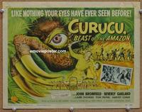 h199 CURUCU BEAST OF THE AMAZON movie title lobby card '56 Universal horror!