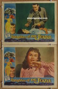 h630 DAUGHTER OF DR JEKYLL 2 movie lobby cards '57 Gloria Talbott, Ulmer