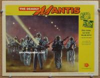 h344 DEADLY MANTIS movie lobby card #5 '57 guys in cool spacesuits!