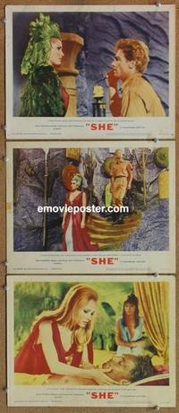 h620 SHE 3 movie lobby cards '65 Ursula Andress in all 3 cards!