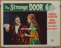h516 STRANGE DOOR movie lobby card '51 Charles Laughton, Sally Forrest