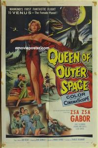 b950 QUEEN OF OUTER SPACE one-sheet movie poster '58 sexy Zsa Zsa Gabor!