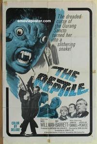 b959 REPTILE international one-sheet movie poster '66 Hammer snake horror!
