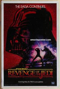 h865 RETURN OF THE JEDI teaser one-sheet movie poster '83 dated Revenge!