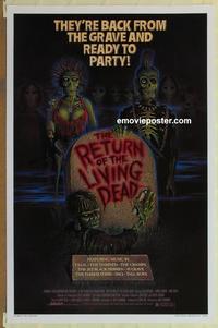 h866 RETURN OF THE LIVING DEAD one-sheet movie poster '85 wild horror image!