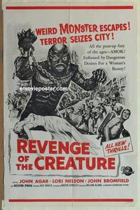 b962 REVENGE OF THE CREATURE military style one-sheet movie poster R60s