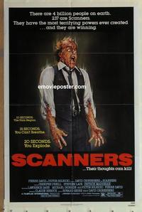 b978 SCANNERS one-sheet movie poster '81 David Cronenberg, wild sci-fi!